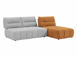 Outlet Sofá rinconera modular con respaldo desplazable en tejido gris claro y terracota APOLIU Sofás Y Sillones|Sofá Modular
