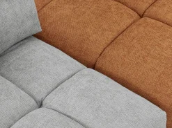 Outlet Sofá rinconera modular con respaldo desplazable en tejido gris claro y terracota APOLIU Sofás Y Sillones|Sofá Modular