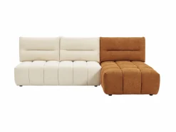 Outlet Sofá rinconera modular con respaldo avanzado-retrocedido en tela beige y terracota APOLIU Sofá Modular