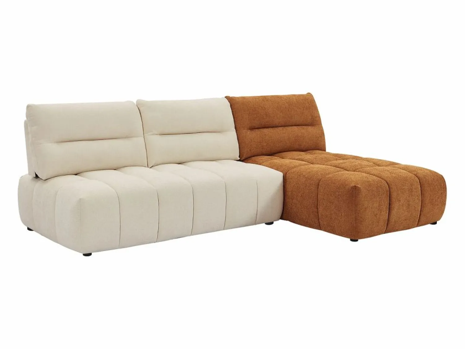 Outlet Sofá rinconera modular con respaldo avanzado-retrocedido en tela beige y terracota APOLIU Sofá Modular