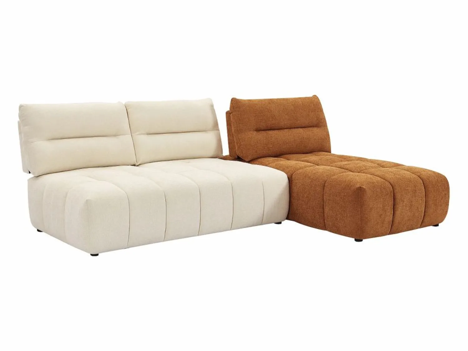 Outlet Sofá rinconera modular con respaldo avanzado-retrocedido en tela beige y terracota APOLIU Sofá Modular