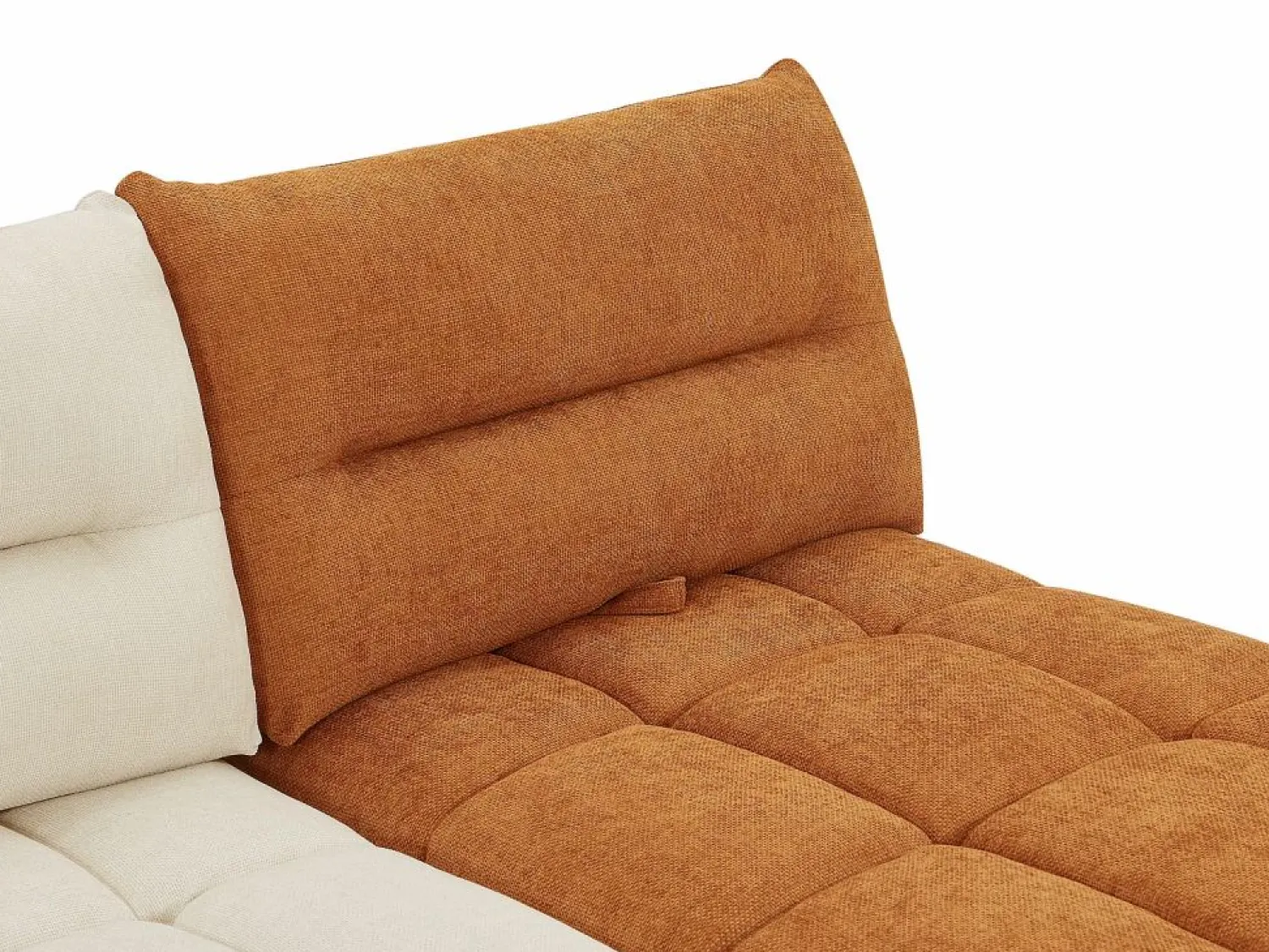 Outlet Sofá rinconera modular con respaldo avanzado-retrocedido en tela beige y terracota APOLIU Sofá Modular
