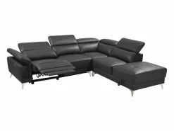 Online LINEA SOFA Sofá rinconera ángulo dcho eléctrico piel gris PASCALINE Gris antracita