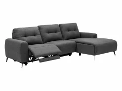 Vente-unique Sofá rinconera (ángulo derecho) relax eléctrico de tela capitoné NERUDA