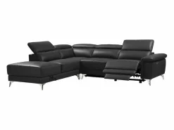 Discount Sofá rinconera ángulo izdo eléctrico piel gris PASCALINE Sofá De Piel|Sofá Relax