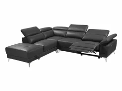 Discount Sofá rinconera ángulo izdo eléctrico piel gris PASCALINE Sofá De Piel|Sofá Relax