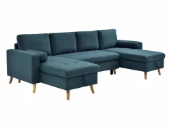 Online Vente-unique Sofá rinconera panorámico convertible en tela azul petróleo KORI Azul verdoso