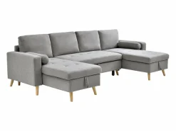 Clearance Vente-unique Sofá rinconera panorámico convertible en tela KORI Gris claro