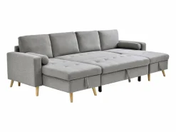 Clearance Vente-unique Sofá rinconera panorámico convertible en tela KORI Gris claro
