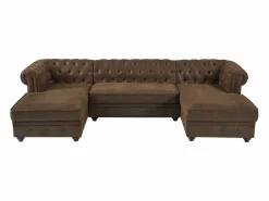 Hot Sofá rinconera panorámico de microfibra con aspecto de cuero envejecido CHESTERFIELD Sofá Vintage|Sofás Chesterfield