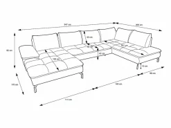 Discount Sofá rinconera panorámico derecho en tela texturizada ARCHIBALD Sofá Xxl