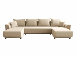 Discount Vente-unique Sofá rinconera panorámico de tela NESSARO Beige