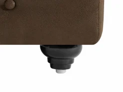 Vente-unique Sofá rinconera panorámico y puf de microfibra aspecto cuero envejecido CHESTERFIELD