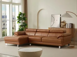 LINEA SOFA Sofá rinconera piel caramelo ángulo izquierdo EXCELSIOR II Camel