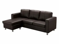 Best Vente-unique Sofá rinconera piel sintética color marrón ACKLEY Marru00f3n chocolate
