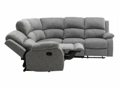 Vente-unique Sofá rinconera reclinable de tela claro estilo clásico atemporal RIETI