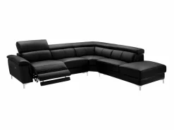 Clearance Vente-unique Sofá rinconera relax de piel ángulo derecho SITIA Negro