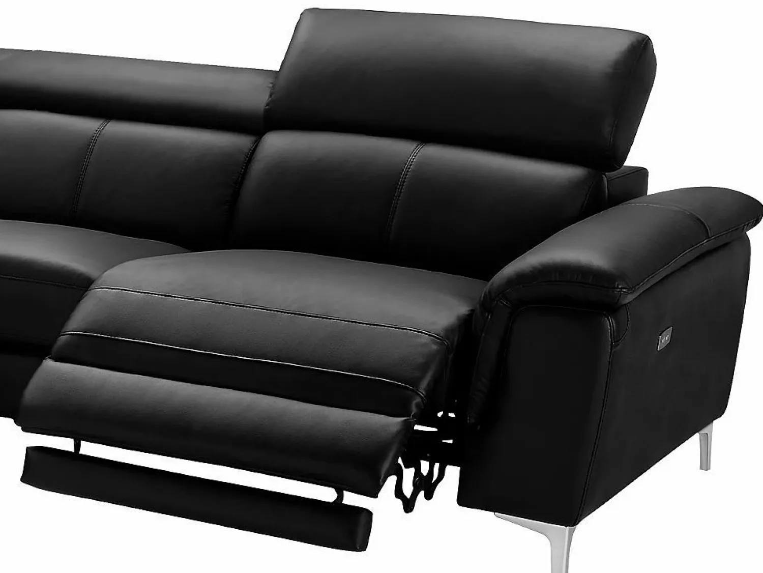 Sale Vente-unique Sofá rinconera relax de piel ángulo izquierdo SITIA Negro
