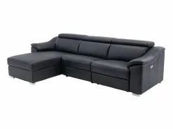 Online LINEA SOFA Sofá rinconera relax de piel de calidad superior - Ángulo izquierdo - PEDRERA Negro