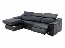Online LINEA SOFA Sofá rinconera relax de piel de calidad superior - Ángulo izquierdo - PEDRERA Negro
