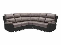 Vente-unique Sofá rinconera relax: manual gris y negro de microfibra y piel sintética TOLZANO