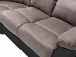 Vente-unique Sofá rinconera relax: manual gris y negro de microfibra y piel sintética TOLZANO