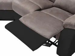 Vente-unique Sofá rinconera relax: manual gris y negro de microfibra y piel sintética TOLZANO