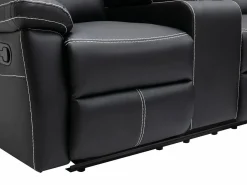 Vente-unique Sofá rinconera relax: manual de piel sintética negra CANBY