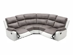 Vente-unique Sofá rinconera relax: manual gris y blanco de microfibra y piel sintética TOLZANO