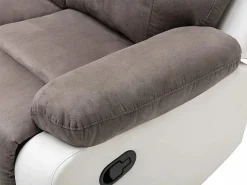 Vente-unique Sofá rinconera relax: manual gris y blanco de microfibra y piel sintética TOLZANO