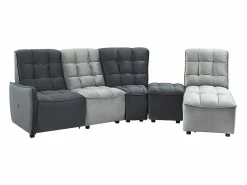 Vente-unique Sofá rinconera relax modular de terciopelo gris claro y antracita ALFORD