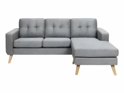 Vente-unique Sofá rinconera reversible de tela jaspeado patas de madera BARTOLOME