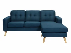 Vente-unique Sofá rinconera reversible de tela oscuro patas de madera BARTOLOME