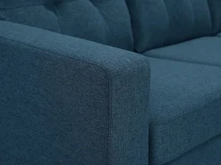 Vente-unique Sofá rinconera reversible de tela oscuro patas de madera BARTOLOME