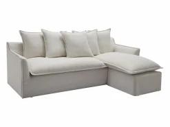 Outlet Sofá rinconera reversible de tela beige jaspeada PENIOLA de Todos Los Sofás|Sofá Rinconera