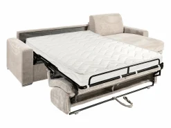Outlet Vente-unique Sofá rinconera reversible de apertura rápida pana 140 cm - 14 cm CALITO Beige