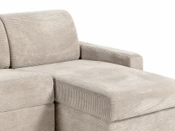Outlet Vente-unique Sofá rinconera reversible de apertura rápida pana 140 cm - 14 cm CALITO Beige