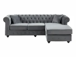 New Vente-unique Sofá rinera chesterfield terciopelo charme TOLEDO Gris antracita