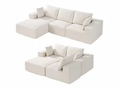 Hot Sofá Seccional Modular SucceBuy en Forma de L con Chaise Longue y Cojín Beige