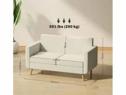 Hot Homcom Sofá Sere 2 plazas con reposabrazos crema 75x138,5x70 cm Beige