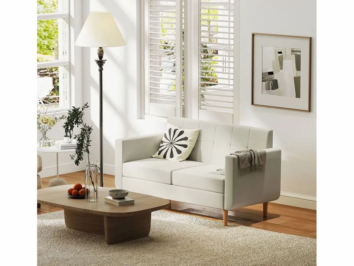 Hot Homcom Sofá Sere 2 plazas con reposabrazos crema 75x138,5x70 cm Beige