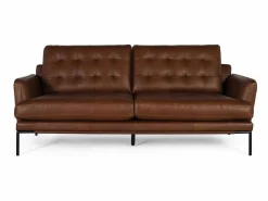 Clearance Sofá tapizado en piel estilo vintage y patas de metal 3 plazas Sofá De Piel