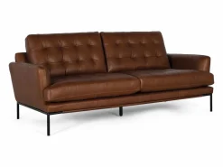 Clearance Sofá tapizado en piel estilo vintage y patas de metal 3 plazas Sofá De Piel