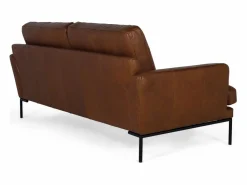 Clearance Sofá tapizado en piel estilo vintage y patas de metal 3 plazas Sofá De Piel