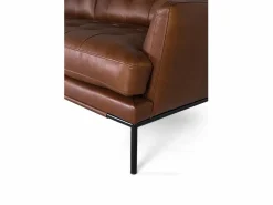 Clearance Sofá tapizado en piel estilo vintage y patas de metal 3 plazas Sofá De Piel