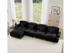 Online Sofá Versátil Forma en L Puff móvil Falda opcional Chenilla Sofá Modular