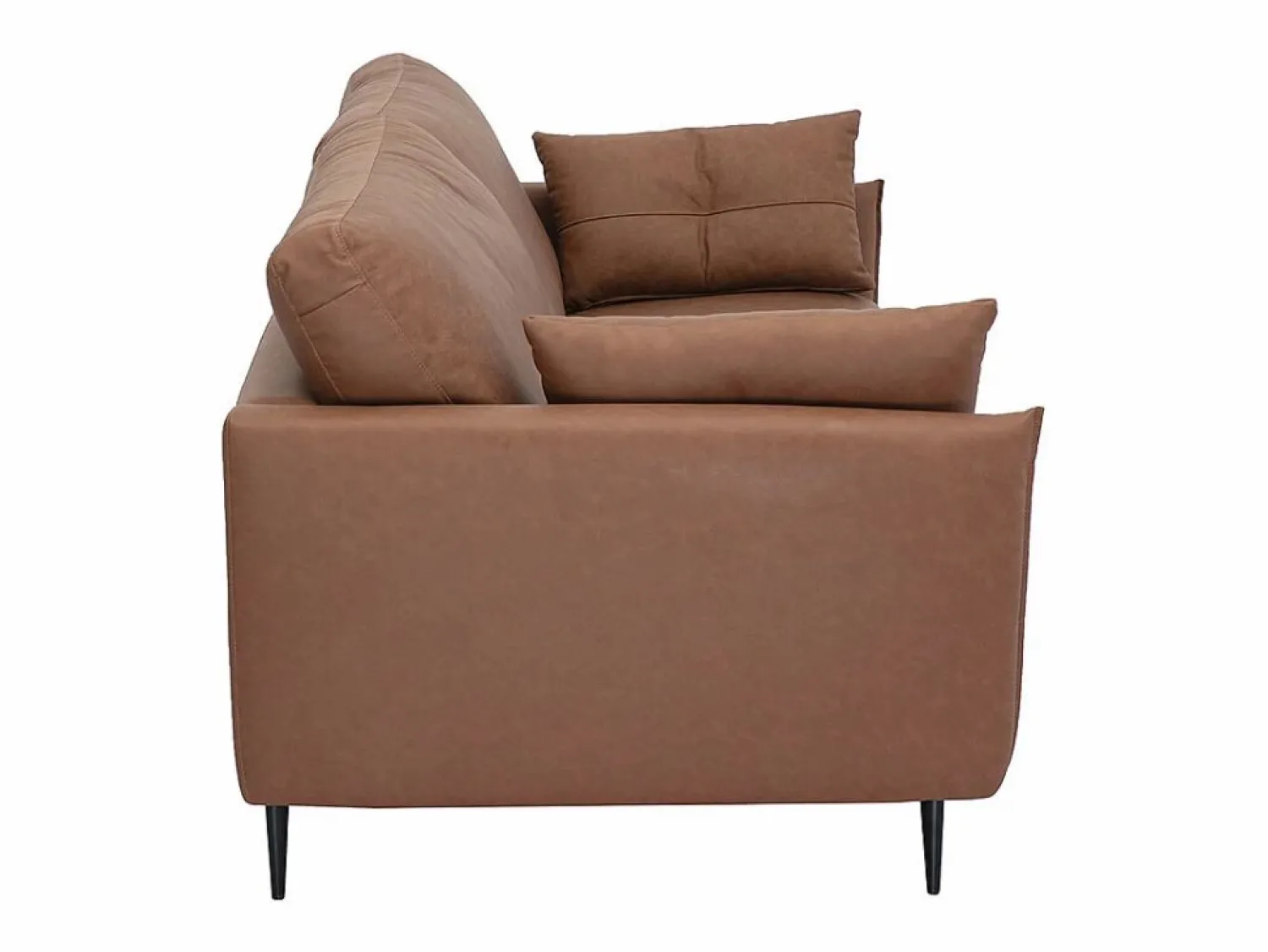 Hot Sofá vintage de 3 plazas de cuero marrón y madera oscura DAVEN Sofá De Piel