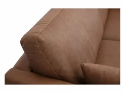 Hot Sofá vintage de 3 plazas de cuero marrón y madera oscura DAVEN Sofá De Piel