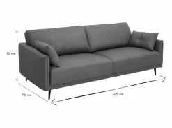 Hot Sofá vintage de 3 plazas de cuero marrón y madera oscura DAVEN Sofá De Piel