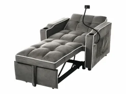 New Sofá 83x167x76cm Compacto extensible Ahorra espacio Terciopelo y espuma Con portavasos soporte teléfono oscuro antiguo Sillón Cama